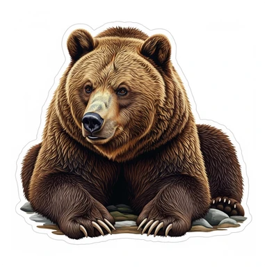 Brown bear realistic sticker sticker
