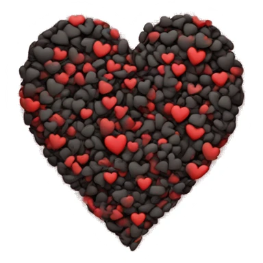 Create a heart emoji that is split right in the middle and it has two colour , left half in black colour and right half in red colour. it should look like the normal black and red emojis cut up in vertical right in the center and merged together. sticker