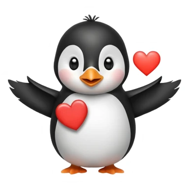 cute penguin with heart, waving and saying 'Hello' sticker