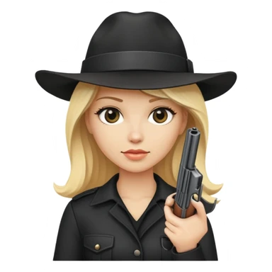 Mafia woman blondes, in hat , with gun , black style sticker