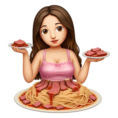  SPAM meat melted pink dripping sauce spaghetti dress monalisa portrait sticker