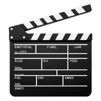 extremely minimalist film clapperboard, ultra simplified movie slate with just essential elements, black and white sticker