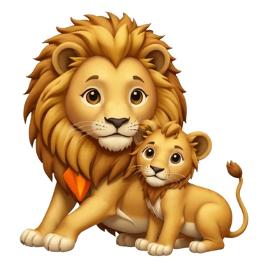 lion with a  cub playing sticker