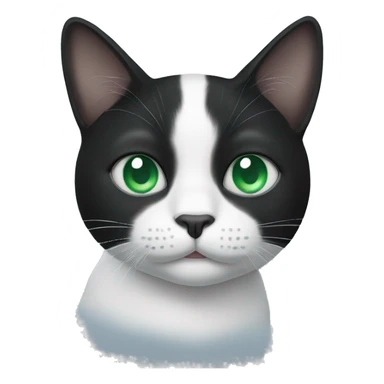 black and white cat with green and blue eyes sticker