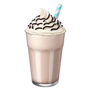 Oreo milkshake emoji, soft shading, rounded shape, pastel style sticker