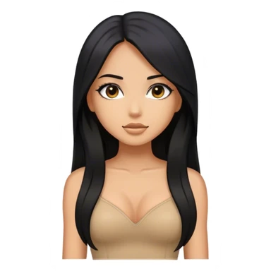 Tan girl with black long hair and hot outfit sticker