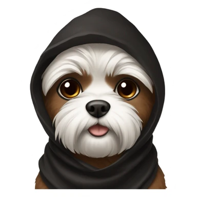 Shitzu wearing black and brown cowl sticker