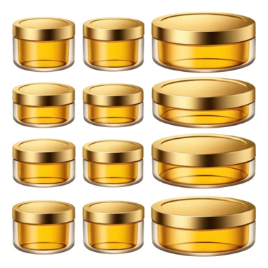 PVarios rodutos de beleza com tampa dos potes dourados e fundo transparente pra usar como figurinha sticker