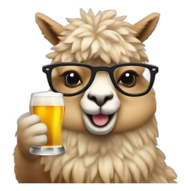 alpaca with a glass of beer in his hand sticker