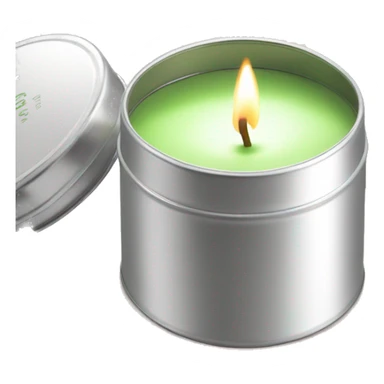 small pretty matcha scented candle in silver tin with label realistic sticker