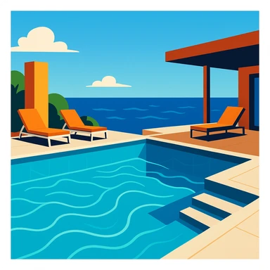 luxurious infinity pool overlooking the ocean, elegant, modern sticker