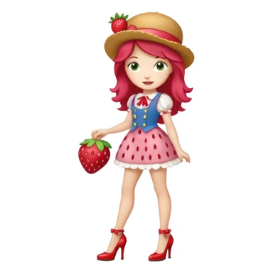 pretty and cute realistic modern day strawberry shortcake full body with high heels emoji sticker