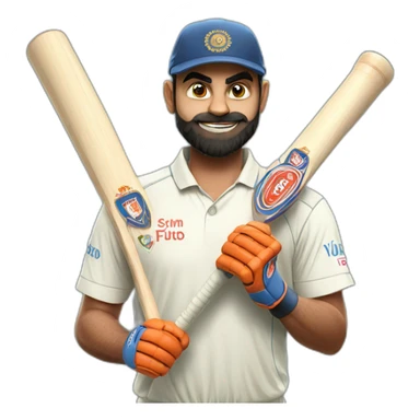 Virat kohli with bat in hand sticker