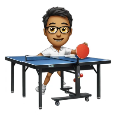 nerd playing table tennis sticker