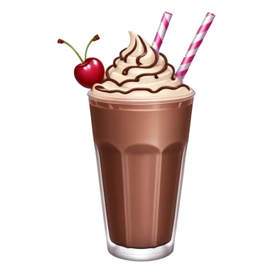 Chocolate milkshake with cherry on top and sparkles sticker