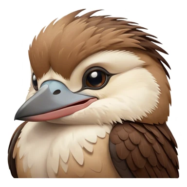 Meme-Worthy Cute Sleeping Kookaburra Portrait Emoji, Head resting peacefully with a contented smile, showcasing a stout build and a luxuriously soft brown plumage, eyes shut in a serene, restful doze, Simplified yet hilariously adorable features, highly detailed, glowing with a soft, drowsy light, high shine, relaxed and utterly lovable, stylized with an air of playful laziness, bright and heartwarming, soft glowing outline, capturing the essence of a comically sleepy kookaburra, so meme‐worthy it feels like it could instantly become the next viral sensation of adorable slumber! sticker