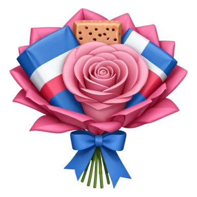 SPAM MEAT rose bouquet wrapped in french flag bow sticker