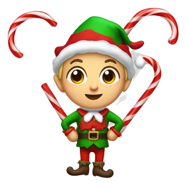 Christmas elf with candy canes sticker