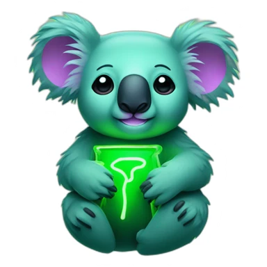 green Neon sign of koala sticker
