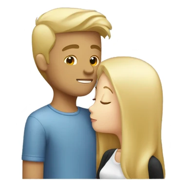 blonde boyfriend kissing brunette girl sticker