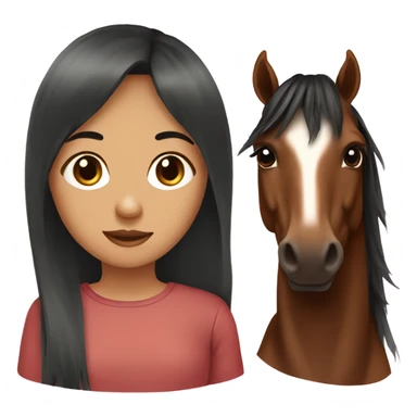bay horse and a girl chocolate hair with bangs sticker