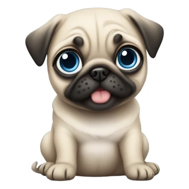 Baby pug with big blue eyes  sticker