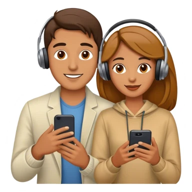 man and woman enjoid music sticker