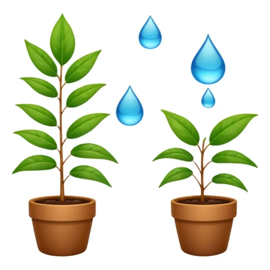 calendar emoji with plant icons for most dates, except three: one date has a leaf, one has a water drop, and one has a pot, all on separate days sticker