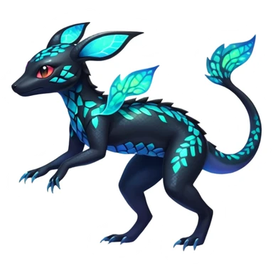Colorful Neon Exotic Salandit-Aurorus-Umbreon-Fakémon-hybrid-creature (full body)  sticker