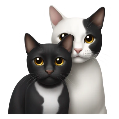 Gato negro y gato blanco abrazándose  sticker
