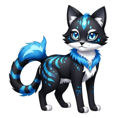 Cool edgy gothic Falvie-Fionbri-creature-sparkle-feline-fursona, full body, with random markings sticker