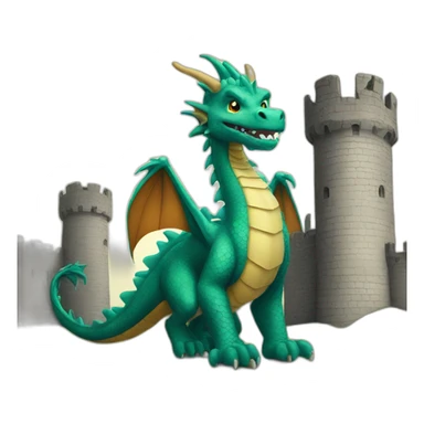 Dragon in castle sticker