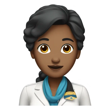 flight attendant with black hair brown skin and blue scarf sticker