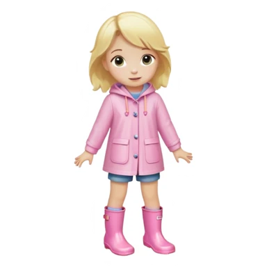 Blonde little girl in light pink rain boots in puddle sticker