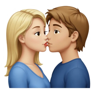 blonde girl and brown hair boy kissing sticker