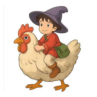 ghibli style chicken jockey sticker
