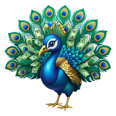 Peacock with cash   sticker