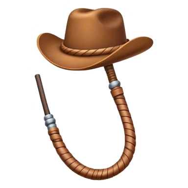 cowboy whip object icon, coiled leather whip, wooden handle, western style, 3D cartoon, mobile game icon style, centered, clean background, soft shadow, no text, no watermark
 sticker