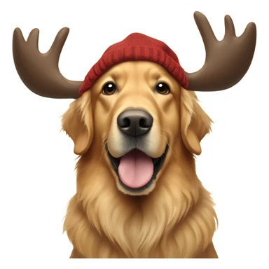 Golden retriever dresses up as a moose sticker