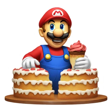 Mario qui mange un cake sticker