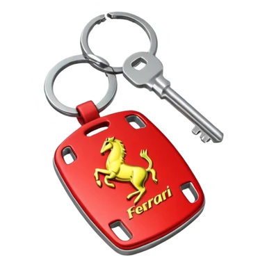 red Ferrari key with a yellow background sticker