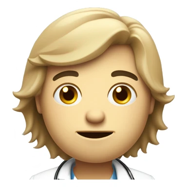 A cartoon-style 3D illustration of a taller, sad-looking doctor aged 30-35 with sticker