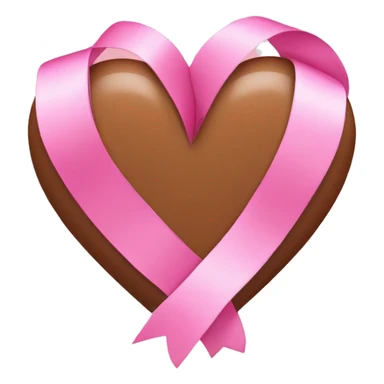 Brown heart with a pink ribbon sticker