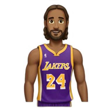 Jesus wearing L.A. lakers jersey sticker