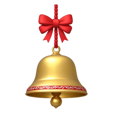 cute round bell with red and white rope and floral decoratons sticker