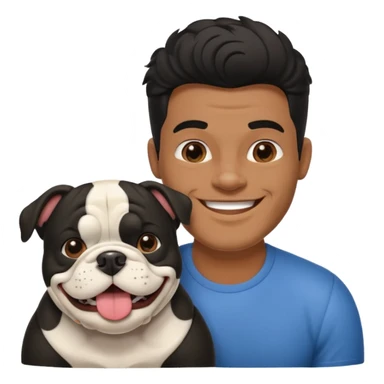 hombre médico de color de tez negra que sostiene un bulldog francés blanco sticker