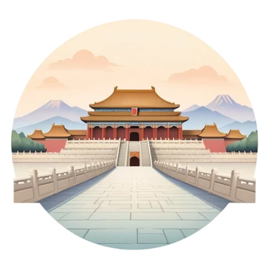 Forbidden City Beijing with soft subtle colors, not vivid sticker