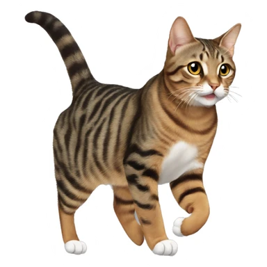 A brown tabby cat flopping bird sticker