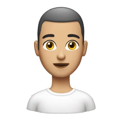 Buzz cut haircut, brunette, Arab young head 3d apple emoji sticker