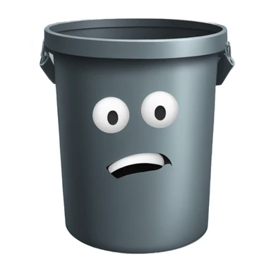 Garbage can with a face sticker